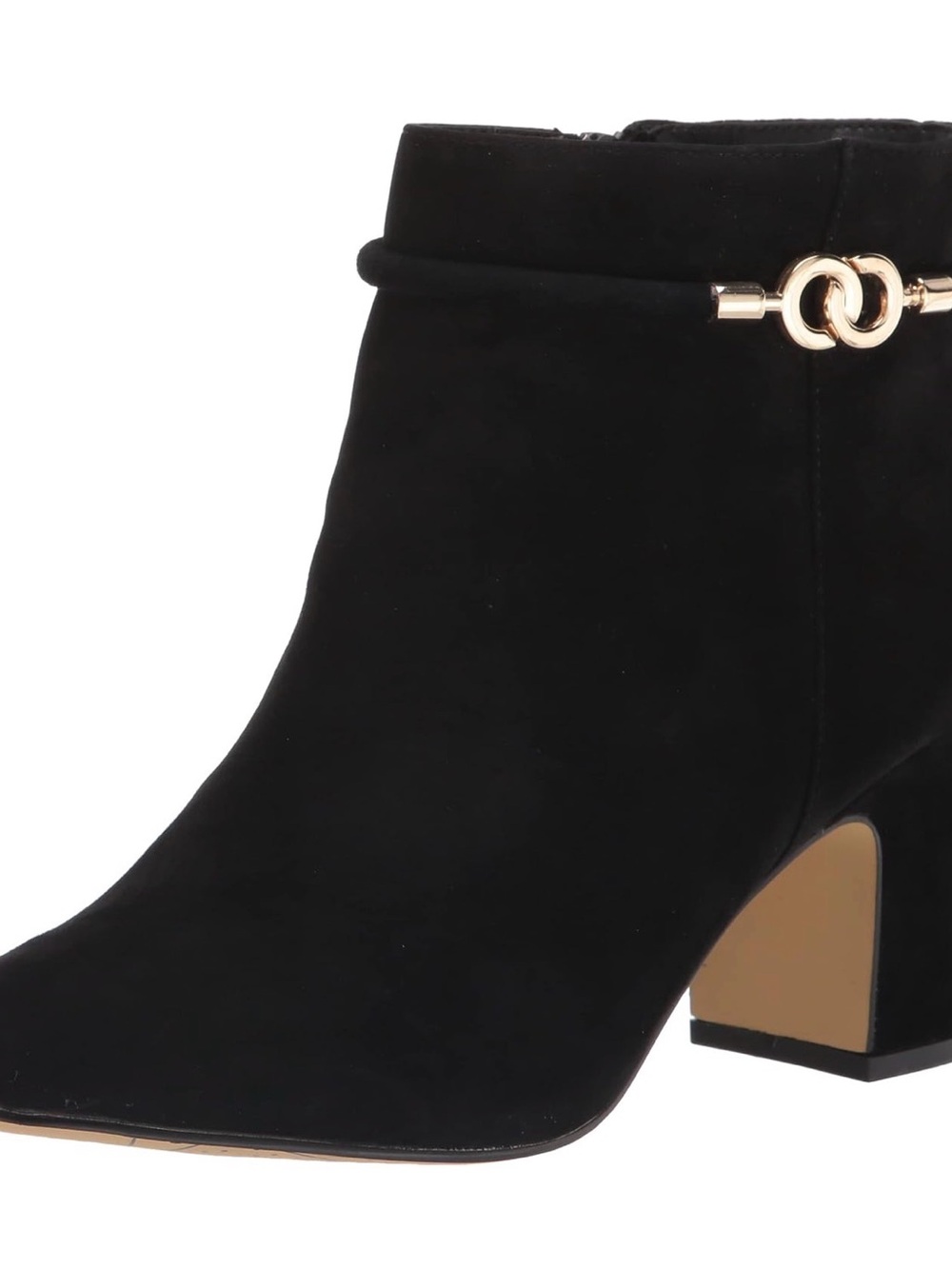 NWOB Bella Vita Black Suede Ankle Boot with Gold Ring Accent